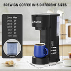 ZACME 4IN1 Single Serve Coffee Maker with Milk Frother & Grinder, Small Coffee Machine for K Cup & Ground, 28oz Water Tank, 6 to 14 oz Brew Sizes, Self-cleaning Function, Adjustable Drip Tray