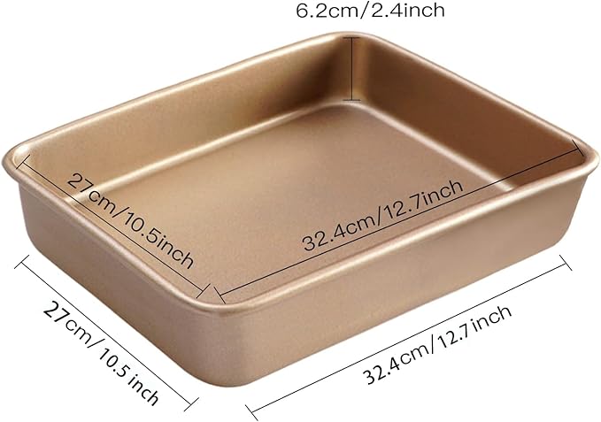 2 Pack Baking Sheet Pans, Deep Size Baking Pan Nonstick Cookie Sheet Brownie Cake Pan Bread Pan Toaster Oven Tray Bakeware, 12.7x10.6x2.4 Inches, Easy Clean & Food Safe (12.7 x 10.6 x 2.4)