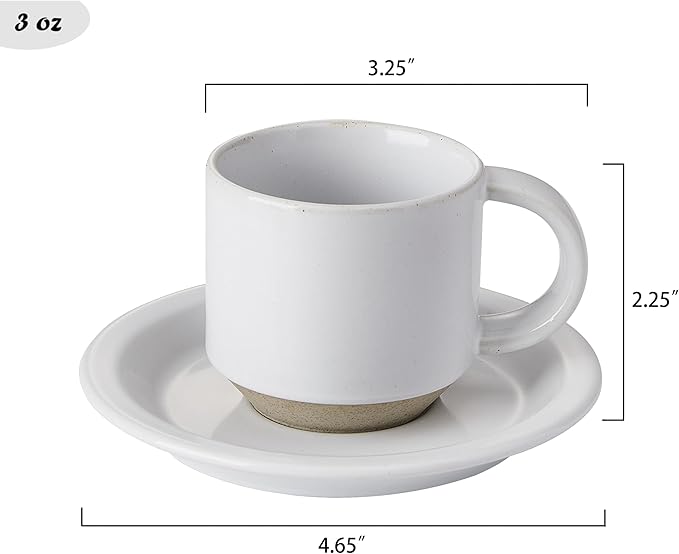 Oak Espresso Cups Set of 4, 3 oz Demitasse Cups, Modern Style, Multi Colors, Microwave & Dishwasher Safe
