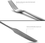 Silverware Set Flatware Set Matte Silver Cutlery Set with Hexagon Handle Forged Stainless Steel 20 Pieces for Home Hotel Use Service for 4