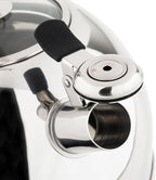 Viking 3-Ply Stainless Steel Tea Kettle, 2.6 Quart Stovetop Hot Water Pot with Tempered Glass Lid, Ergonomic Handle, Induction Ready, Mirror Finish