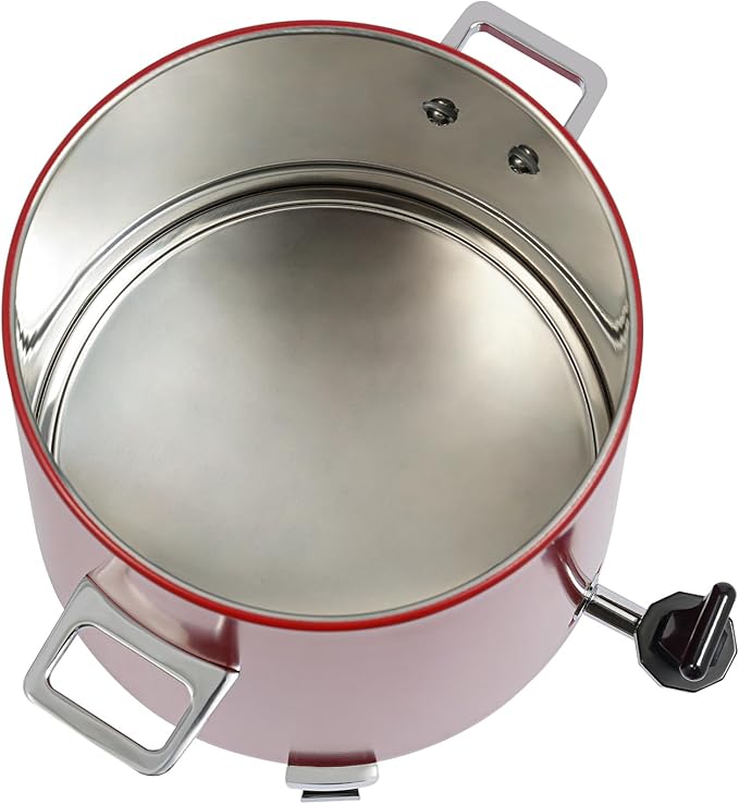 Coffee Urn with Fuel Holder 3.5 Gal/13L, Stainless Steel Beverage Dispenser Hot Drink Dispenser with Stand, Tea Water Coffee Chafer Urn for Parties Buffet Catering Commercial Home (Silver, Red)