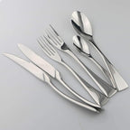 18/10 Stainless Steel Flatware Set, Serrated Steak Knife, Mirror Polishing Silver, Service for 4