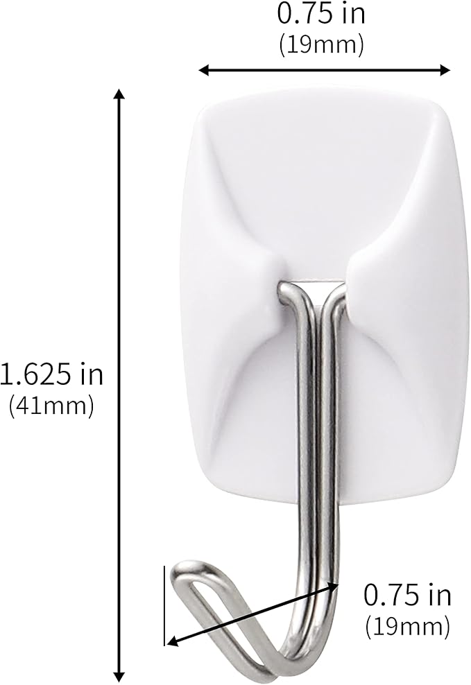 20 Small Hooks+40 Removable Strips, White Wire Hanger Hooks, Heavy Duty with Adhesive Strips, Damage-Free Utility Hooks, No Tools Wall Hook for Hanging, Value Pack