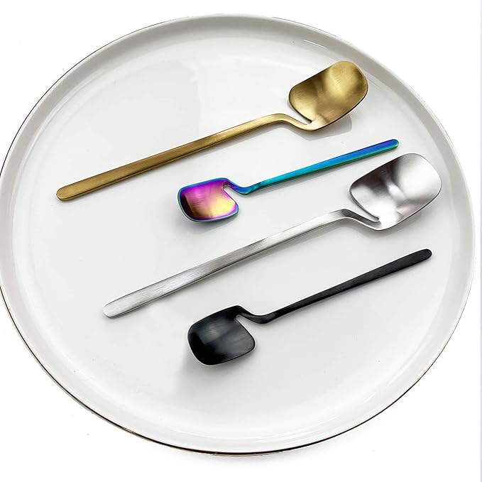 JASHII Honey Jam Spoon, Stainless Steel Mini Coffee Spoon, Teaspoon, 6-piece (Matte Silver)