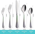20-Piece Green and Gray Silverware Set for 4, 18/0 Stainless Steel Flatware Cutlery Utensils Set, Include Dinner Knives,Dinner Forks,Dinner Spoons,Salad Forks,Teaspoons,Dishwasher Safe