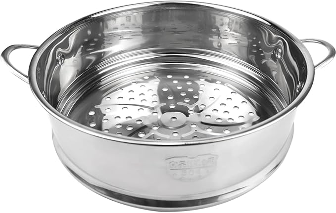 Stainless Steel Steamer Pot 8.6 Inches Round Cooking Rack Food Steamer Basket Insert for Kitchen Dim Sum Dumplings Bun(22cm)