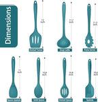 P&P CHEF Silicone Cooking Utensils Set of 7, Heat-proof Kitchen Utensils Set for Nonstick Cookware, Non-stick Spatula, Slotted Turner, Soup Ladle, Pasta Server, Spoon for Cooking Serving - Blue