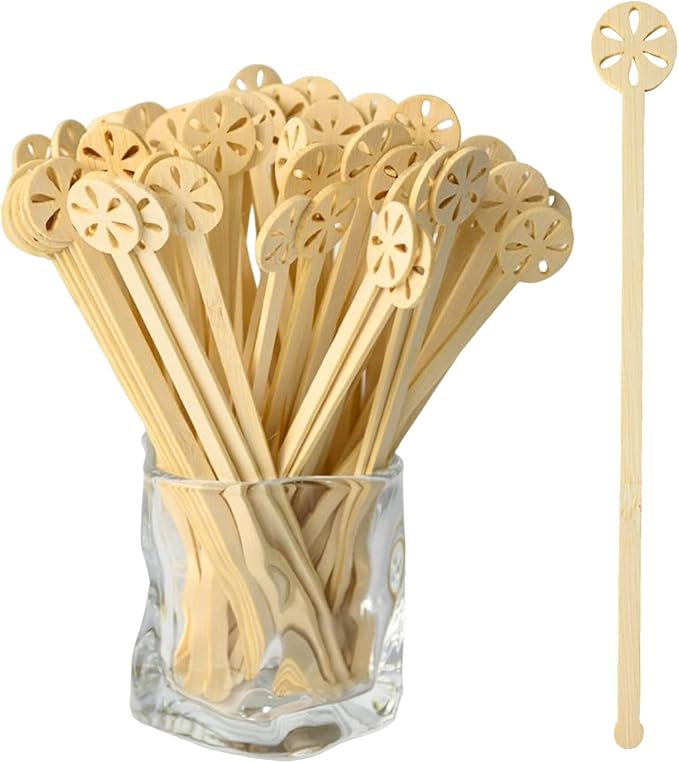 TreeMVI- 200PCS Disposable Coffee Stirrers 7IN Bamboo Coffee Stir Sticks with Round Ends for Mixing Drink,Cocktails,Milk Tea