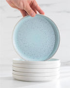 Stoneware dinnerware set 8 persons 24 pcs – Modern style plates and bowls set ceramic – Microwave safe dinner plates and bowls set – Bowl and plate set – Dinner service Pure Living beige & light blue