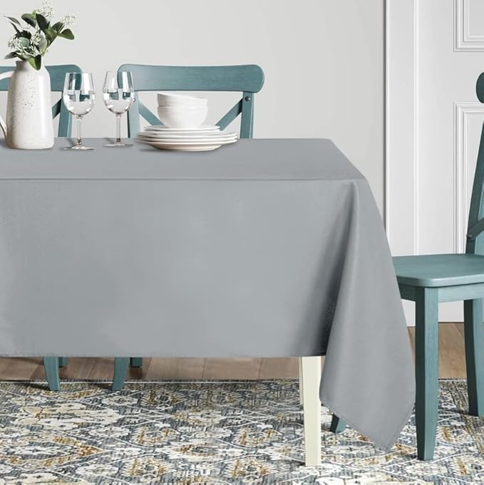 sancua Rectangle Tablecloth - 60 x 102 Inch - Stain and Wrinkle Resistant Washable Polyester Table Cloth, Decorative Fabric Table Cover for Dining Tables, Buffet Parties and Camping, Silver Grey