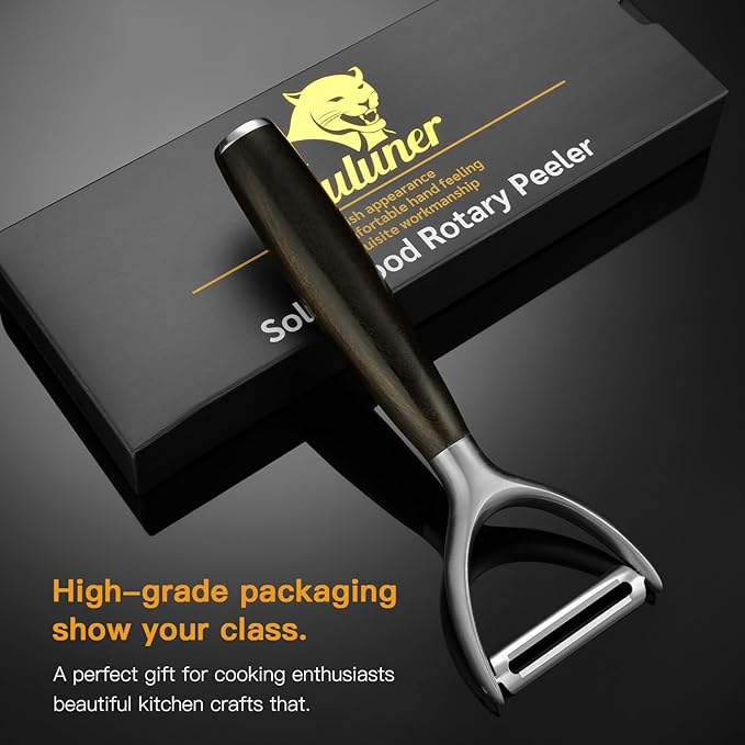 Premium Y Type 304 Stainless Steel Multifunctional Kitchen Peeler Real Wood Handle Ultra Sharp Blade Vegetable Potato Apple（Agarwood）