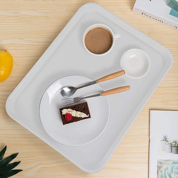 White Large Plastic Fast Food Serving Tray, Rectangle, 6 Packs