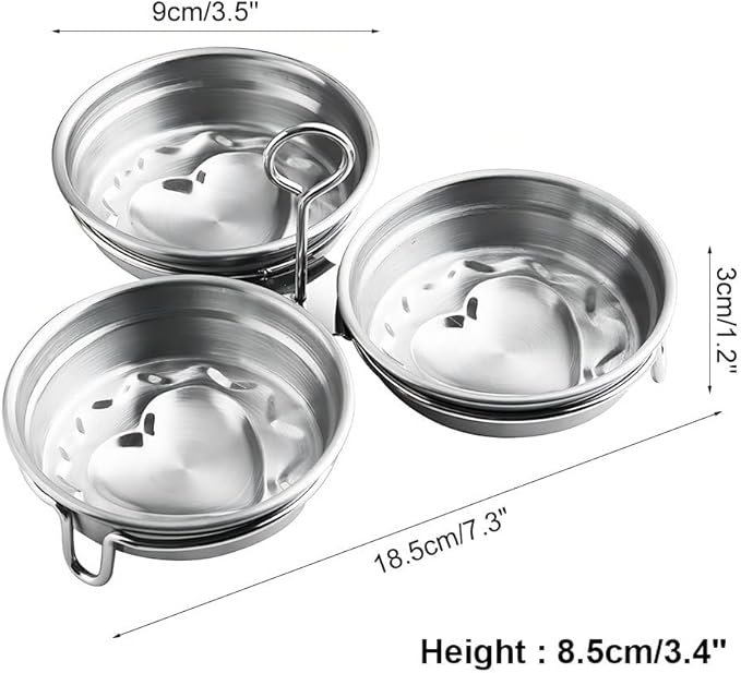 Egg Poacher,Stainless Steel Egg Boiler Maker With Oil Brush Round/Heart Shaped for Making Boiled Eggs