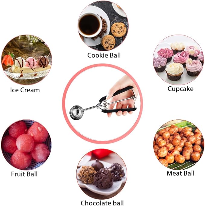 Mini Cookie Scoop, 1 Tsp Cookie Scoops for Baking, Melon Baller Scoop, 1 inch Cookie Scoop, Mini Ice Cream Scoop, Good Soft Grips, Smooth Trigger Release