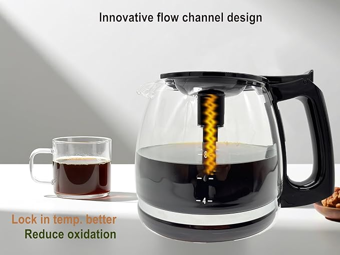 12 cup Replacement Coffee Carafe, Clear Glass, 12-Cup Capacity, Heat-Resistant, Compatible with Hamilton Beach Flex Brew Coffee Makers, Dishwasher Safe