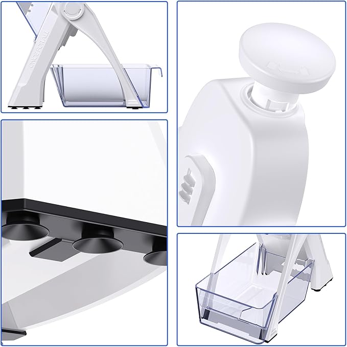 ONCE FOR ALL Safe Vegetable Slicer For Kitchen, Professional Mandoline Slicer For Food Potato Slices, Thickness Adjustable 0.1-8 mm Kitchen Artifact Fast Meal Prep (White)