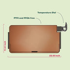 bella XL Electric Ceramic Titanium Griddle, Make 15 Eggs At Once, Healthy-Eco Non-stick Coating, Hassle-Free Clean Up, Large Submersible Cooking Surface, 12" x 22", Copper/Black