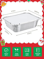 110 Pack 5x4 Disposable Small Aluminum Pans with Cardboard Lids - 1lb-Mini-Aluminum-Foil-Pans-Tin-Foil-Takeout-Trays-Food-To-Go-Containers-for-Meal-Prep-Cooking-Roasting-Heating-Baking