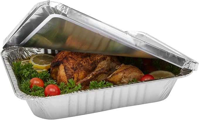 Juvale Aluminum Pans with Lids - 9x13 in, Silver, 20-Pack - Disposable Aluminum Pans, Foil Trays & Catering Trays for Baking & Roasting