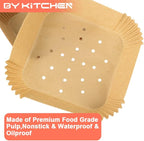 BYKITCHEN Square Air Fryer Liners for 2 to 5 Qt, Set of 100, 8 Inch Perforated Small Air Fryer Parchment Paper, Mini Air Fryer Filters for Basket, Compatible with Chefman, Instant Vortex, Dash & More