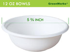 GreenWorks 100 Count 12 OZ Compostable Bowls, Biodegradable Bagasse and Bamboo fiber Paper Bowls