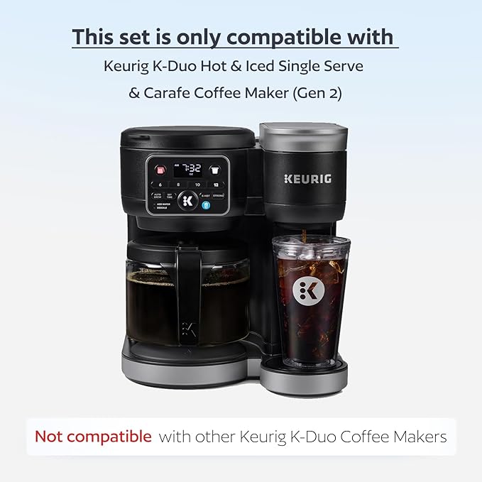 2 Reusable K Cups and Basket Coffee Filter for Keurig K-Duo Hot & Iced Single Serve & Carafe Coffee Maker with MultiStream Technology (Gen 2)