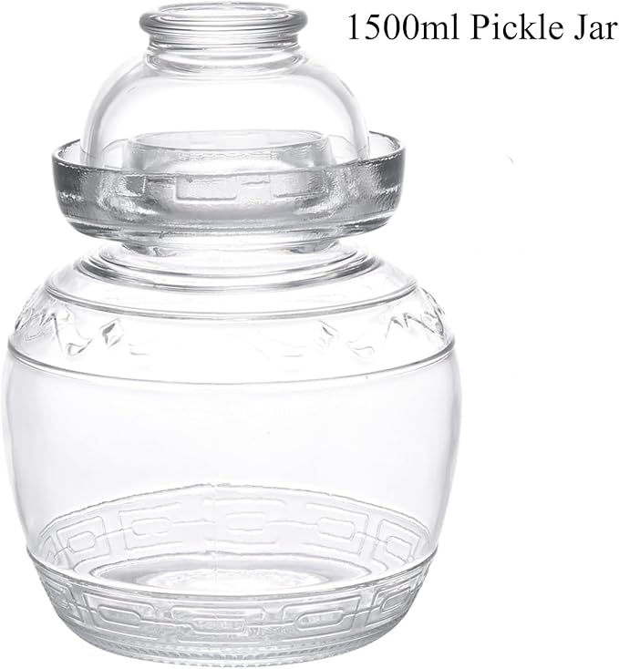 1.5L Pickle Jar Fermentation Jar, Fermentation Kit with Water Seal, Glass Jar with Lid Canning Jars for Pickles, Kimchi, Sauerkraut, Kombucha, Canning, Fermentation, and Wine Brewing