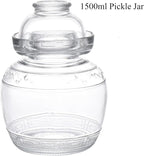 1.5L Pickle Jar Fermentation Jar, Fermentation Kit with Water Seal, Glass Jar with Lid Canning Jars for Pickles, Kimchi, Sauerkraut, Kombucha, Canning, Fermentation, and Wine Brewing