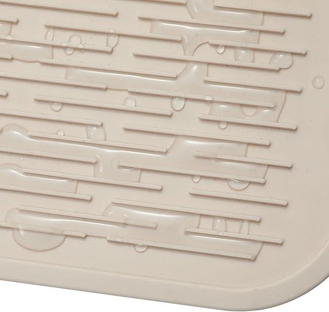 Silicone Dish Drying Mat for Multiple Usage,Easy clean,Eco-friendly,Heat-resistant Silicone Mat for Kitchen Counter or Sink,Refrigerator or Drawer Liner Tapioca 5XL 36inches x 18inches