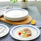 10.5-inch Porcelain Dinner Plate Set of 6 - Microwave, Oven and Dishwasher Safe, Scratch Resistant. (Scuba Blue)