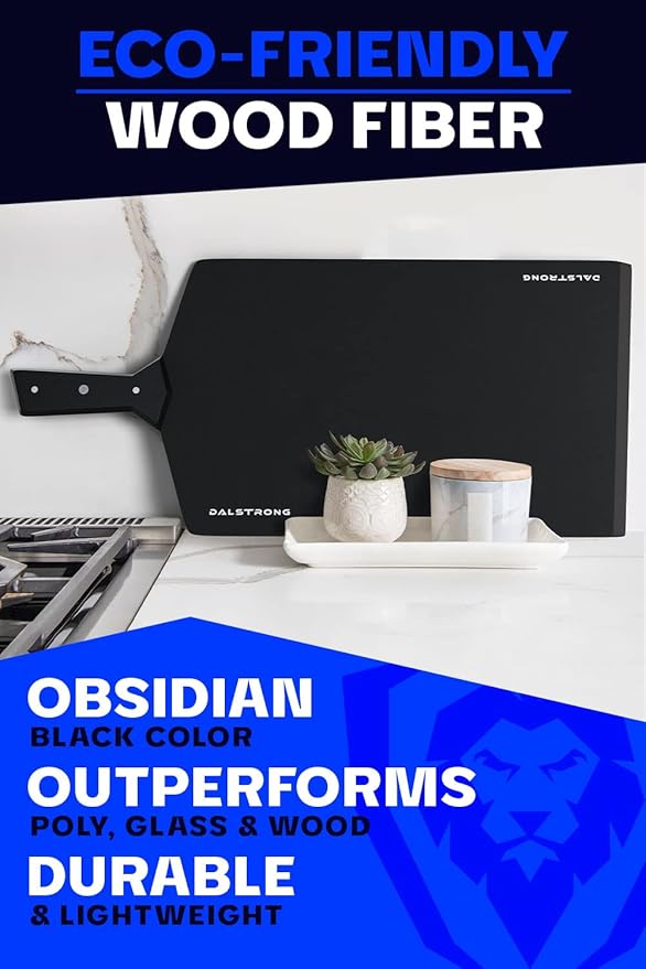 Dalstrong Cutting & Serving Board-Giftable Black Wood-Fibre Cutting Board-Non-Slip-The Infinity Series-G10 Handle-Obsidian Black-Large Size (10" x 16")