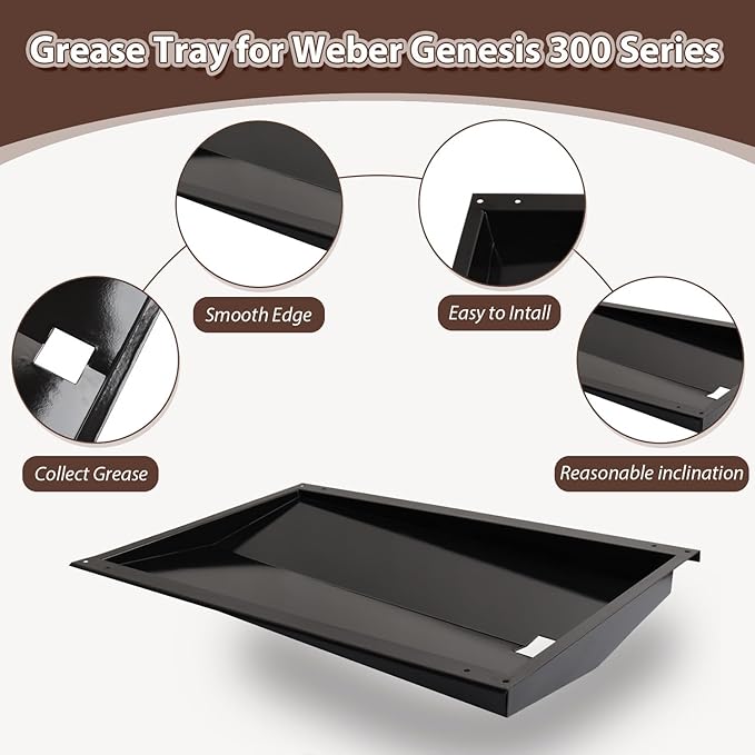 67767 Grease Tray for Weber Grill Parts Genesis 300 Series with Side Control Knob(2007-2010), 67758 Grill Drip Pan for Weber Genesis E-310 E-320 Gas Grills Replacement Parts