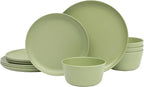 Gibson Home Fairhope 12 Piece Melamine Dinnerware Set - Matte Green