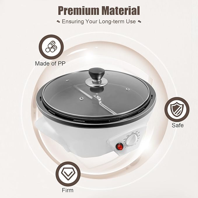 800W Electric Coffee Roaster Machine Upgrade Household Coffee Bean Roasting Baking Machine 500g Capacity Roasted Pecans Machine with Timer 0-240℃ Temperature Adjust for Home Use