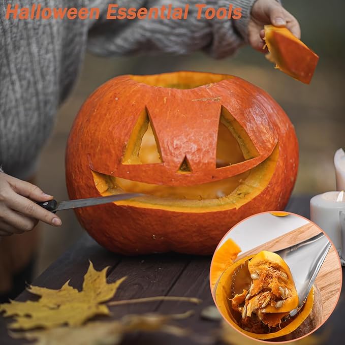 2 PCS Pumpkin Pulp Remover Corer Scoop Manual Scoop Pulp Separator Stainless Steel Scooper Scraper Veggie Vegetable Corer Remover for Halloween Pumpkin