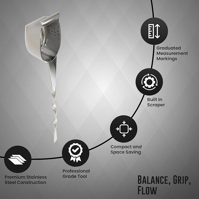 Rattleware Stainless Steel Spoon Twist – Coffee Scoop with Graduated Measure, Long Handled Espresso Spoon, Barista Tool, Coffee Bar Accessories, Measuring Tablespoon for Ground Coffee