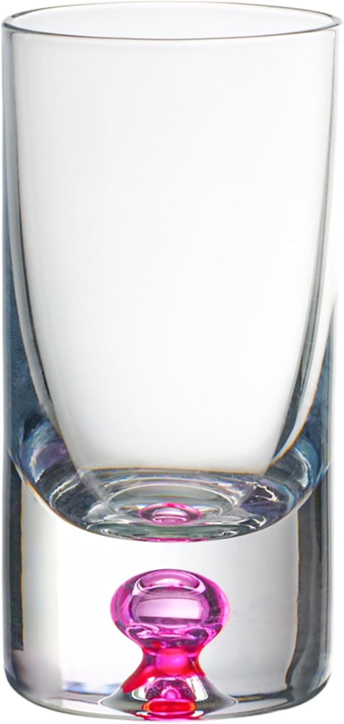 Barski Shot Glasses - Liquor Glass - Set of 6 - Crystal Glass - Assorted Colored Bubble in Base - Thick Base - 1.25 Oz. for Vodka, Whiskey, Tequila - Espressos - Spirits & Liquors - Made in Europe