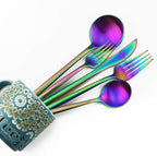 Gugrida 20-Piece 18/10 Stainless Steel Flatware Silverware, Luxury Dinnerware Set Travel Cutlery Tableware Include Knife Fork Spoon Service for 4,Healthy & Eco-Friendly Dishwasher Safe (Rainbow Matte)