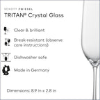 SCHOTT ZWIESEL Forté Champagne Flute (Set of 6), Champagne Glasses with Effervescence Point, Dishwasher-Safe Machine-Made Tritan Crystal Glasses, Made in Germany (8 Ounce)