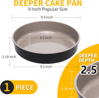 9.5 Inch Round Cake Pan,Cast Aluminum Bakeware Ceramic Nonstick for Cake Baking,Oven and Dishwasher Safe(Black)