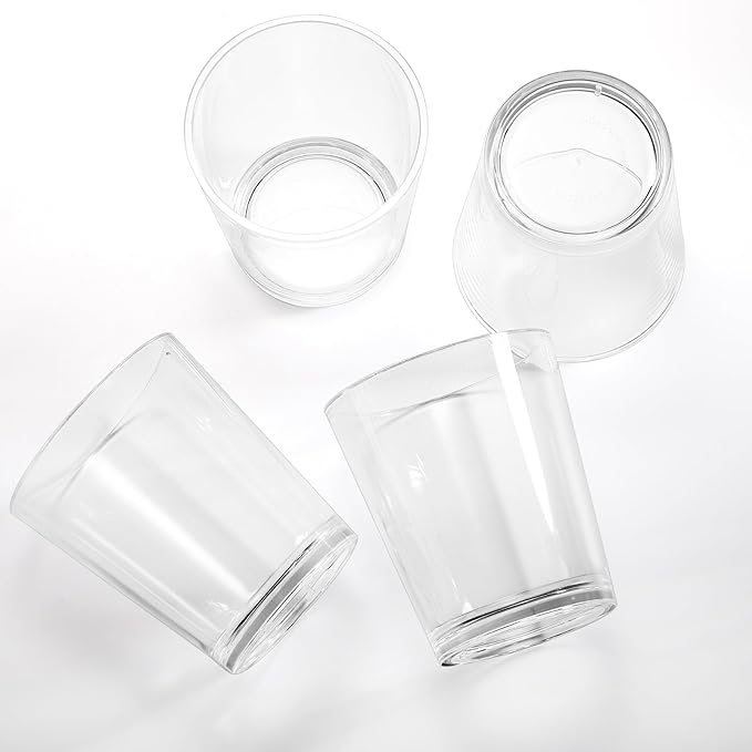 9 Pack Plastic Drinking Glasses, 12 Oz Unbreakable Acrylic Water Tumblers, Reusable Shatter-Proof Clear Glasses, Whiskey Drinkware Cups Set for Party Kitchen, Iced Water Tea Coffee