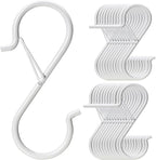 36 PCS S Hooks for Hanging with Safety Buckle, 3.5 inch Heavy Duty Metal S Shaped Hook for Kitchen Utensil, Cups, Pots, Plants, Bags, Hats (White)