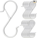 48 PCS S Hooks for Hanging with Safety Buckle, 3.5 inch Heavy Duty Metal S Shaped Hooks for Kitchen Utensil, Cups, Pots, Plants, Bags, Hats (White)