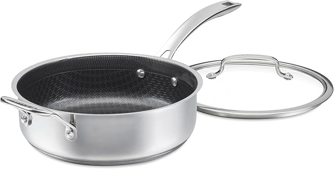 Cuisinart FusionPlus Nonstick Stainless Steel Cookware, 3.5-Quart Sauté Pan with Cover and Helper, PFAS-Free PURELYSEAR Ceramic Non Stick Technology, Scratch Proof, Cool Grip Handles, Dishwasher Safe