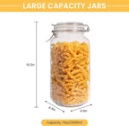 Glass Jars with Airtight Lid, Large Glass Food Storage Jars, 3 Pack Wide Mouth Airtight Glass Jars ffor Flour, Cereal, Coffee, Pasta and Canning(70OZ)