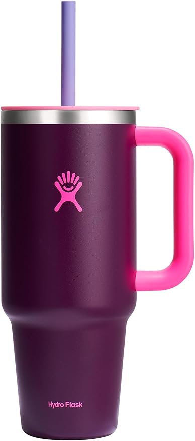 Hydro Flask 40 Oz Travel Tumbler with Handle, Lid and Straw - Insulated Stainless Steel in Sugarplum