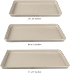 Martha Stewart Gallen 3-Piece Cookie Sheet Set – 13", 15", 17" Baking Pans, Ceramic Nonstick, PFA-Free, Carbon Steel – Oven Safe to 450°F, Warp-Resistant, Easy to Clean - Taupe