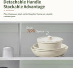 8pcs Ceramic Pots and Pans Set, Non Stick Cookware Set, Detachable Handle Cookware, Induction Kitchen Cooking Set with Removable Handle,Oven Safe, Induction Fast, Stackable Cookware Set