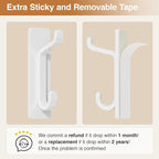 Self Adhesive Wall Hooks for Hanging: Extra Strong 13 LB, Hook for Coat, Towel in Bathrooms, Shower, Kitchen, Wall, Door Hook, White 4 Pack